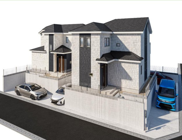 横浜市保土ケ谷区境木本町 新築戸建て【仲介手数料無料】カースペース2台の外観パース