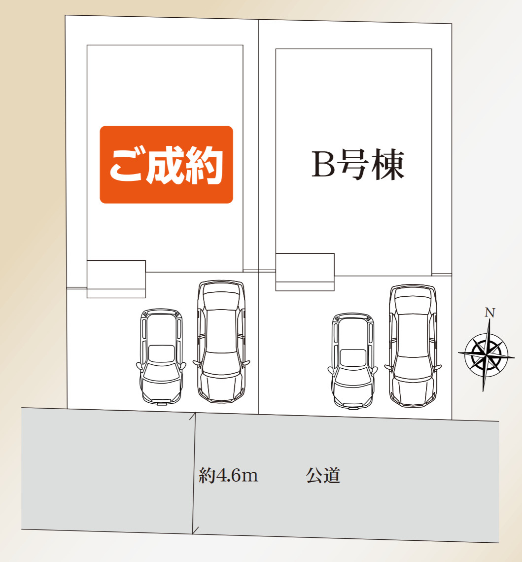 横浜市緑区中山6丁目 新築戸建て【仲介手数料無料】カースペース2台の区画図