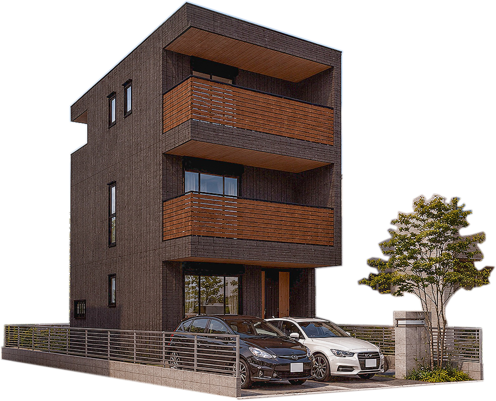 宅地分譲［新宿区矢来町］の完成予想図|■建物プラン例外観パース（CGイメージ）
建物面積：119.69㎡[約36.21坪]、建物価格：7,029万円（税込み）
※別途、付帯工事費等が必要となります。