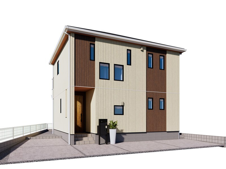 【坂戸市鎌倉町5号棟 完成イメージ】長年住み続けても飽きのこない、シンプルな外観に仕上げました。