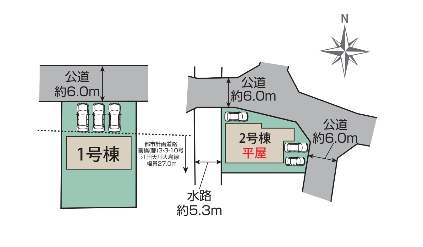 前橋市後家町2期　新築住宅全2棟の区画図