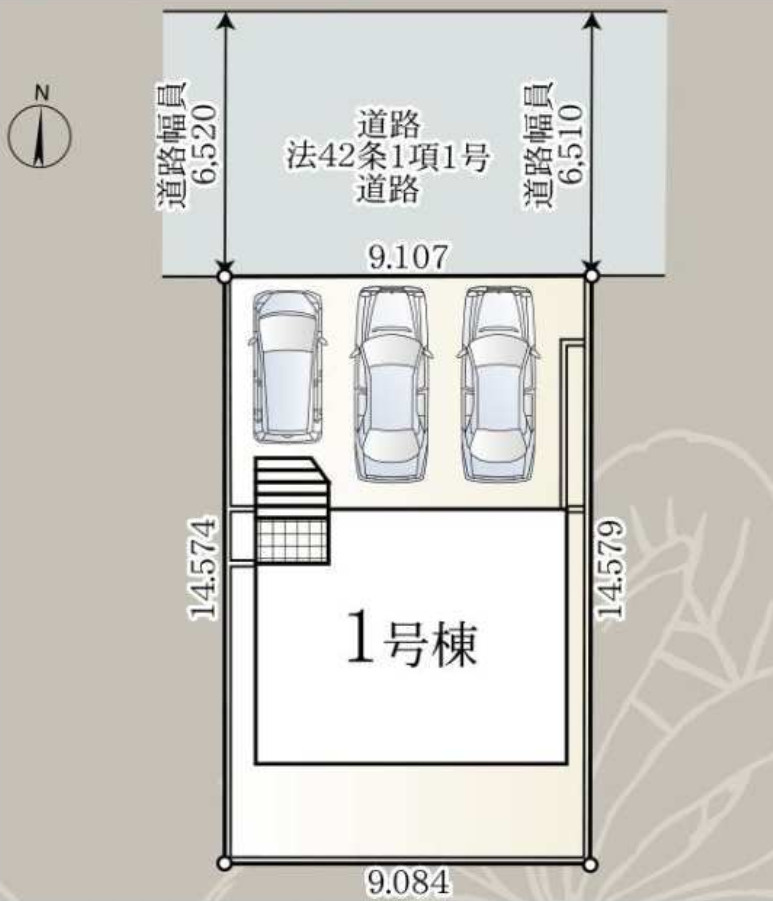 横浜市栄区上之町 新築戸建て【仲介手数料無料】カースペース3台の区画図