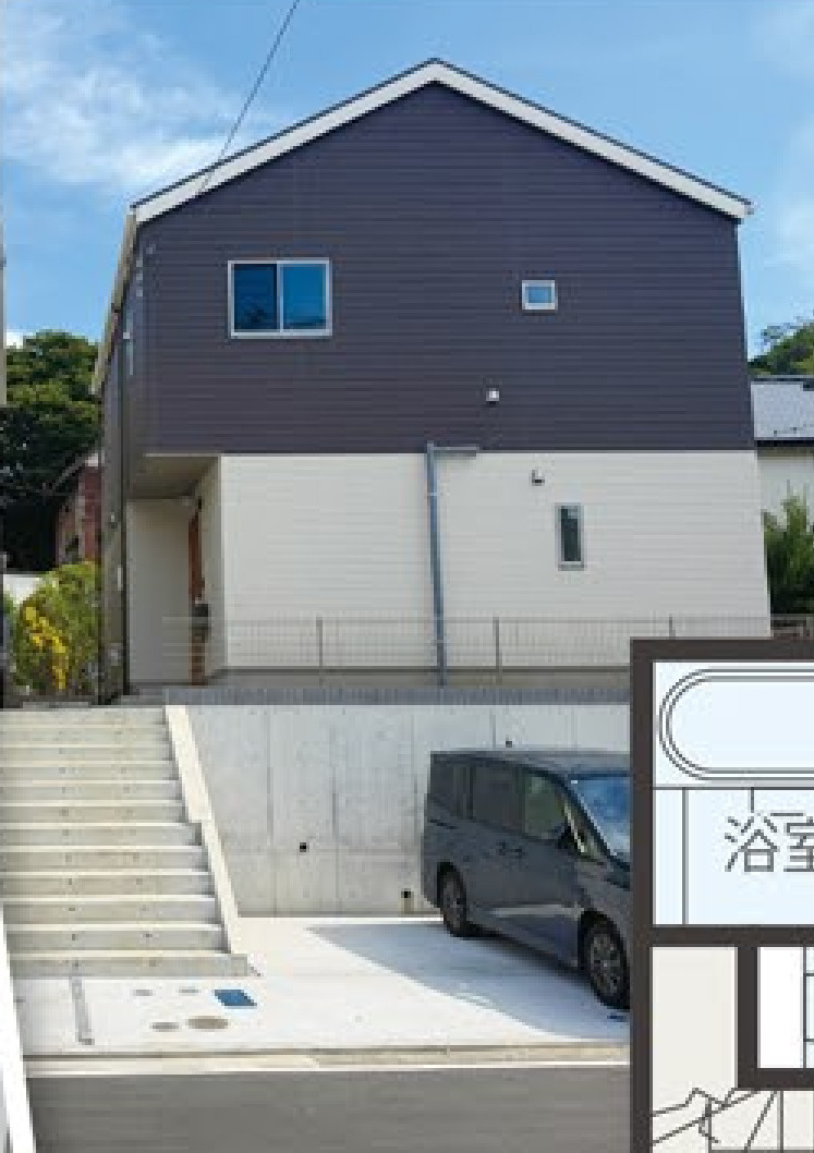 横浜市金沢区富岡西1丁目 新築戸建て【仲介手数料無料】カースペース3台の外観パース