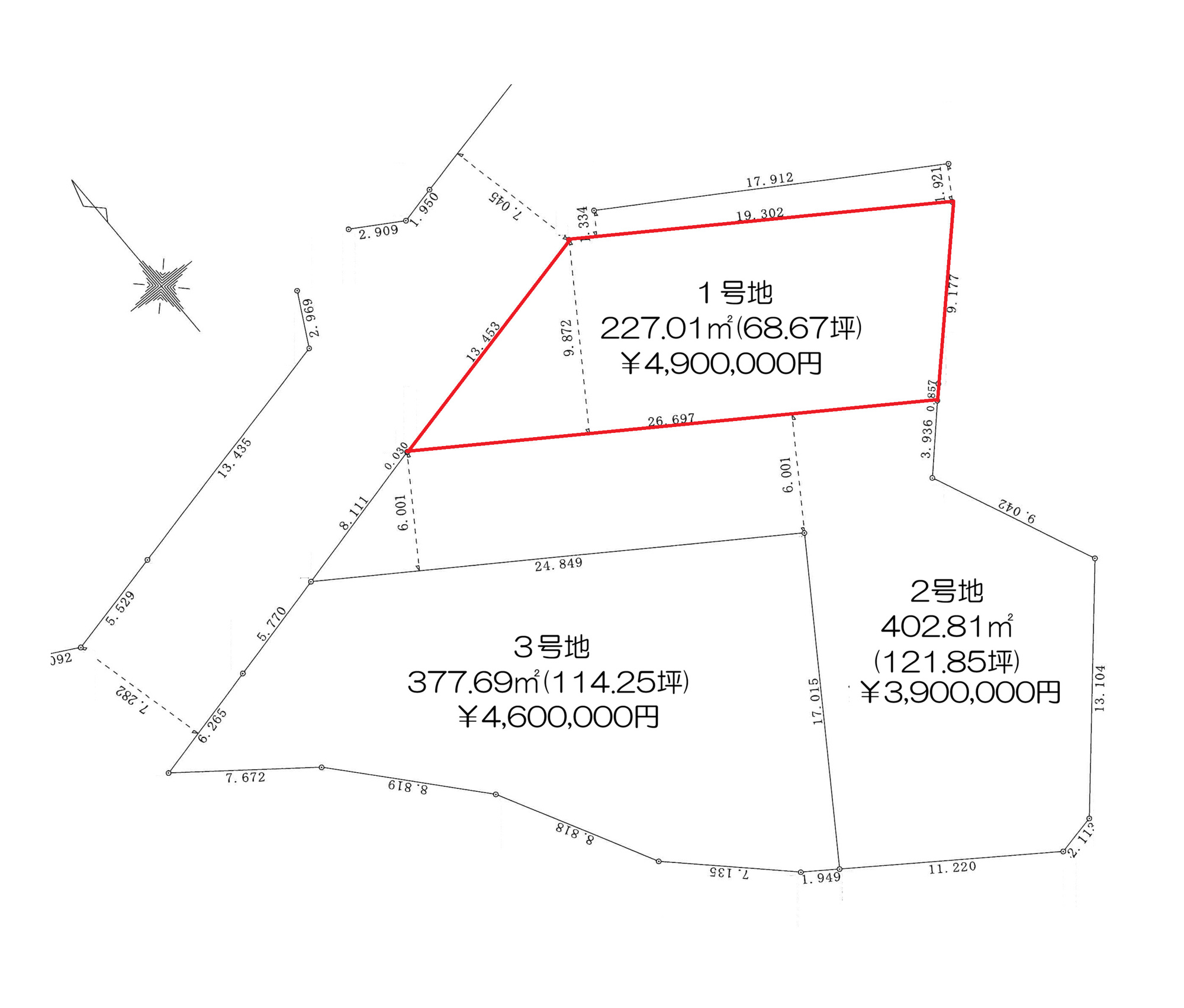 前橋市泉沢町　土地の土地図|■68坪・1号地■