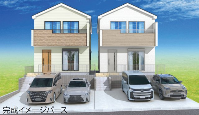 横浜市青葉区荏田西3丁目 新築戸建て【仲介手数料無料】カースペース2台の外観パース