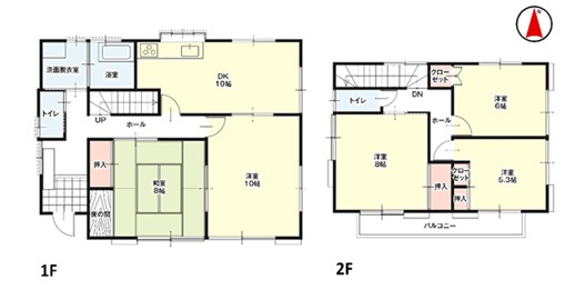 高崎市吉井町1期　中古住宅の間取り|■土地57.40坪　建物35.12坪　収納豊富　南面バルコニー■