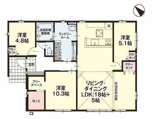 高崎市阿久津1期　新築住宅全1棟の間取り|■建坪28.77坪　敷地117.65坪　平屋建て　WIC　フリースペース■