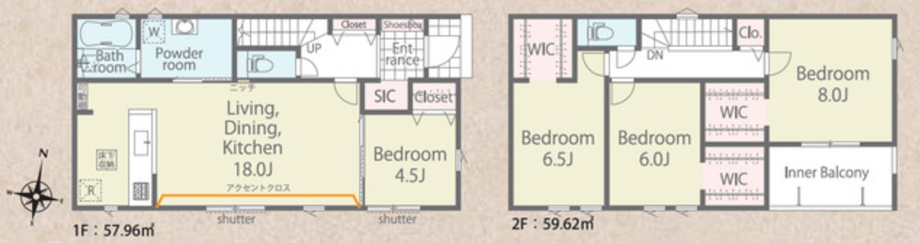 高崎市箕郷町西明屋01期　新築住宅全1棟の間取り|■建物35.56坪　SIC　WIC　インナーバルコニー■