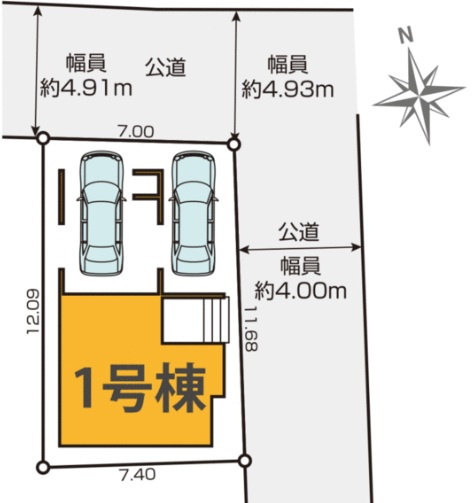 ケイアイグレイス　静岡市八幡3期　全1棟の区画図|2台駐車可能スペースあり