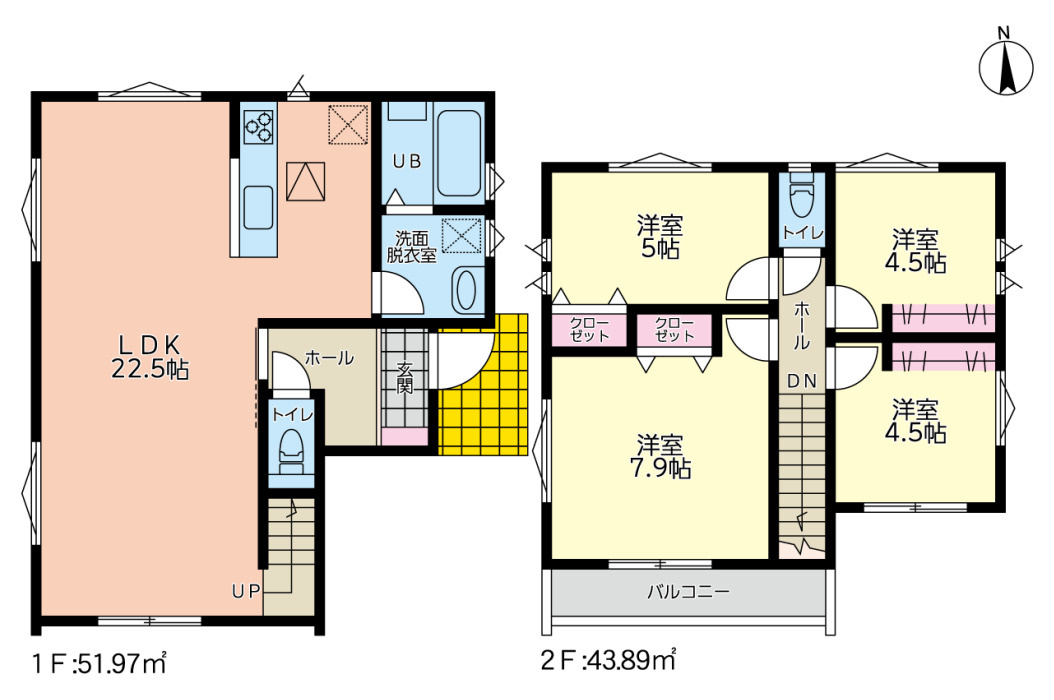 横浜市港北区下田町3丁目 新築戸建て【仲介手数料無料】の間取り