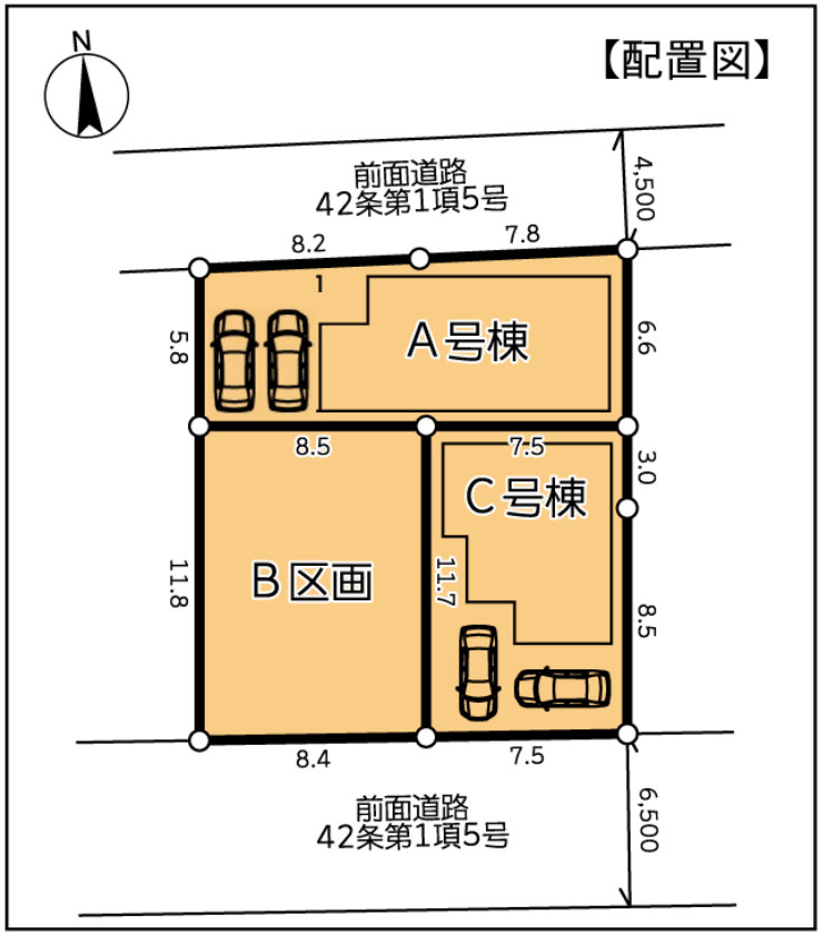 横浜市港北区下田町3丁目 新築戸建て【仲介手数料無料】の区画図
