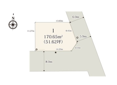 前橋市大友町第5期　新築住宅全1棟の区画図|◇土地51.62坪◇
