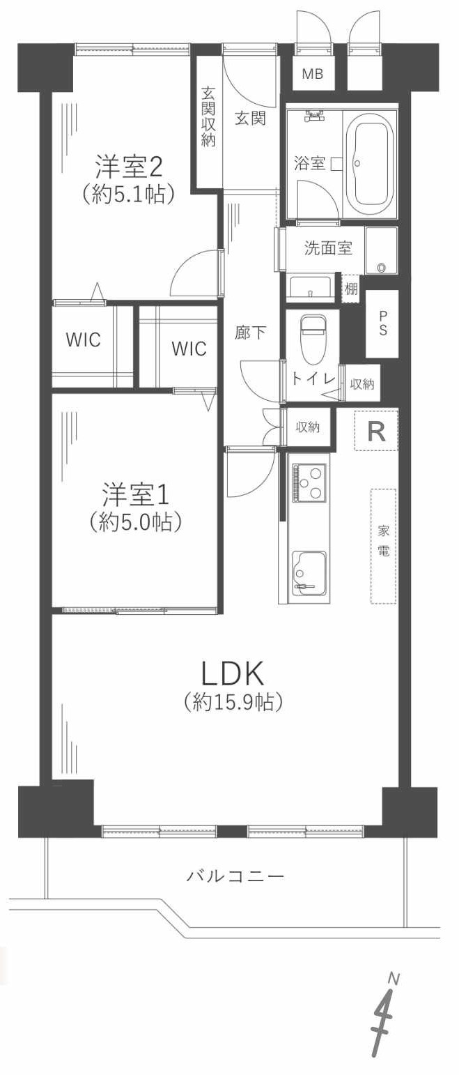 杉谷パークマンションの間取り