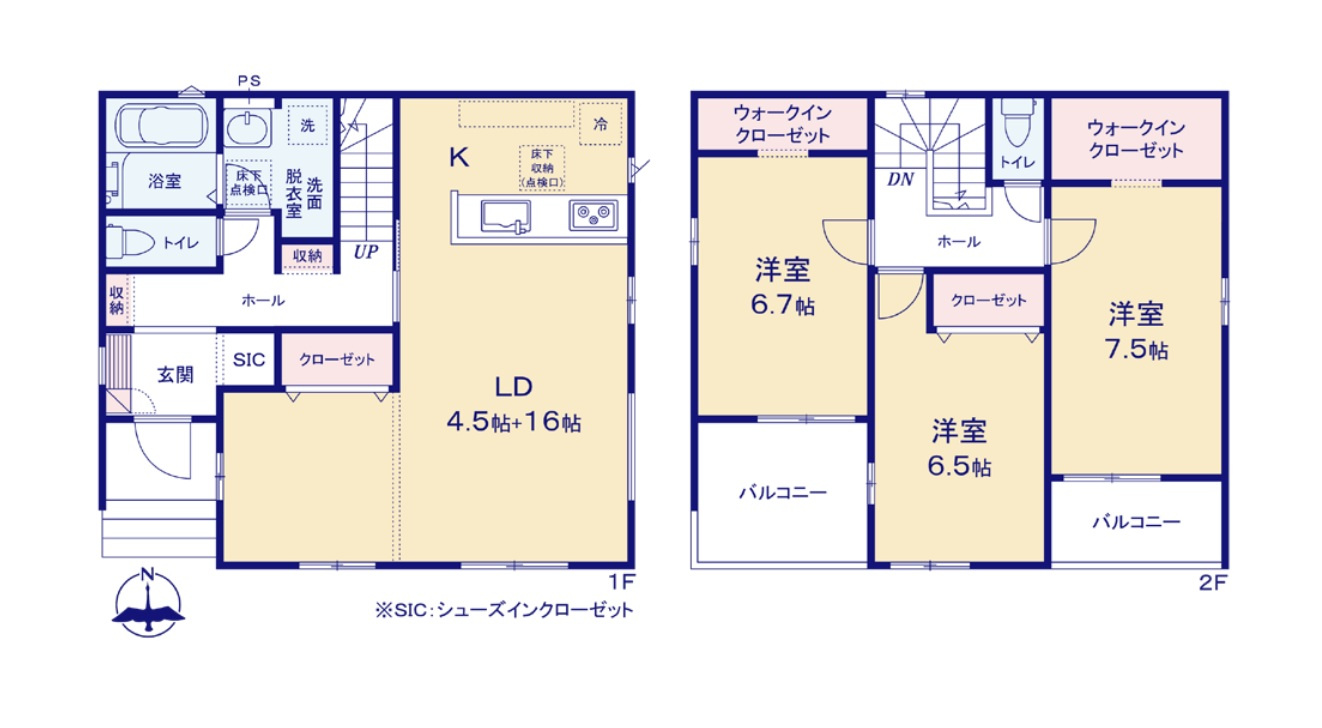藤岡市岡之郷1期　新築住宅全1棟の間取り