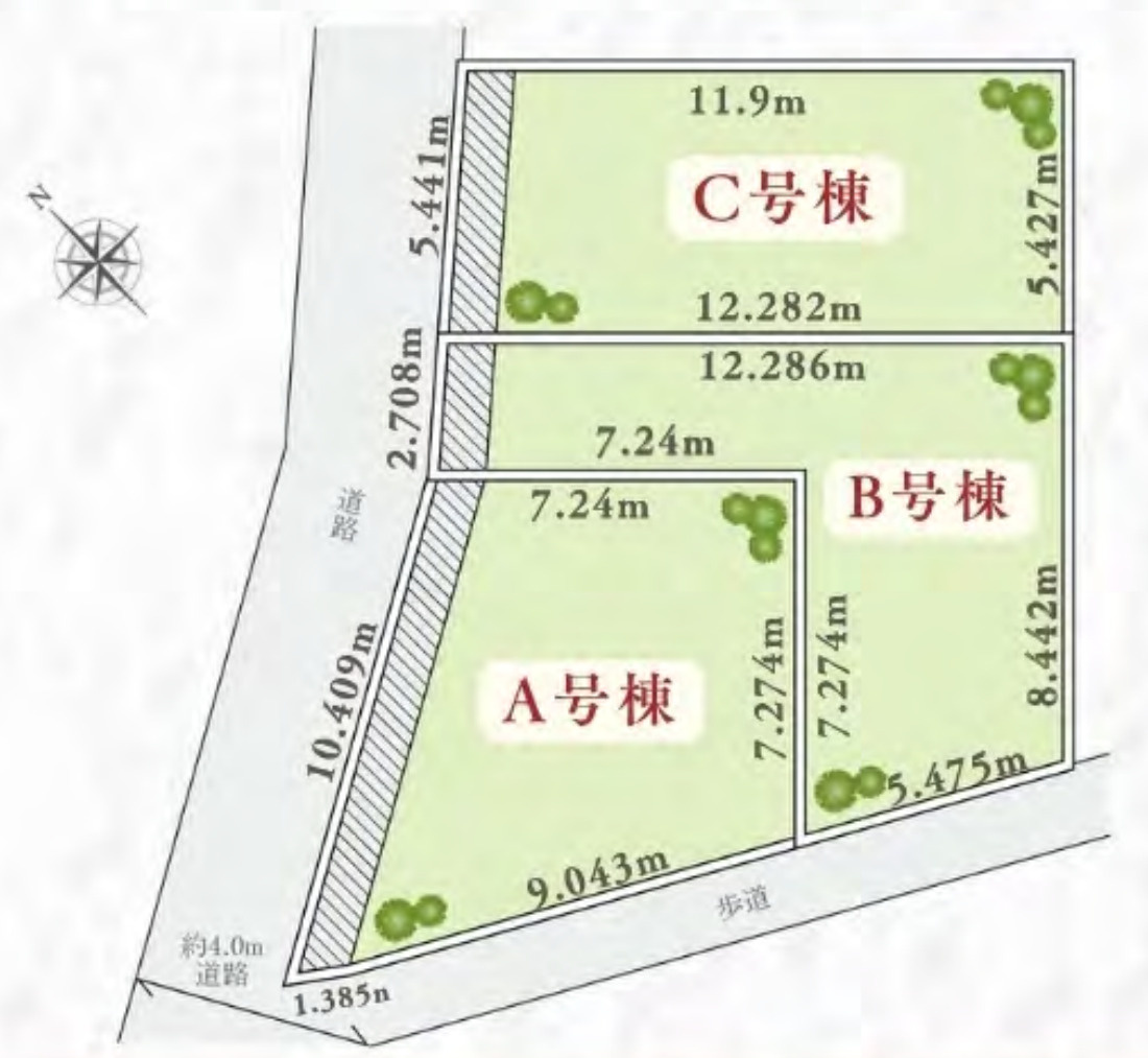 横浜市金沢区富岡東3丁目 新築戸建て【仲介手数料無料】の区画図