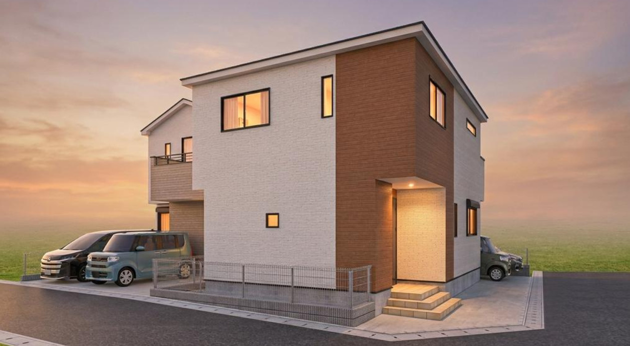 横浜市金沢区能見台通 新築戸建て【仲介手数料無料】カースペース2台の外観パース