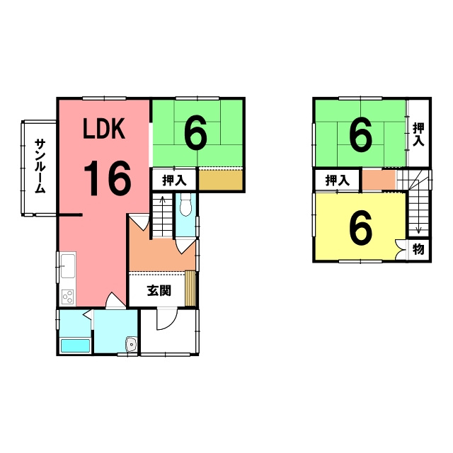 室蘭市白鳥台1丁目22-4　中古住宅の間取り