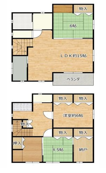 前橋六供町1丁目　中古物件の間取り|■建坪31.55坪　敷地37.73坪　ウォークインクローゼット　エアコン2台　洗面所2か所　■