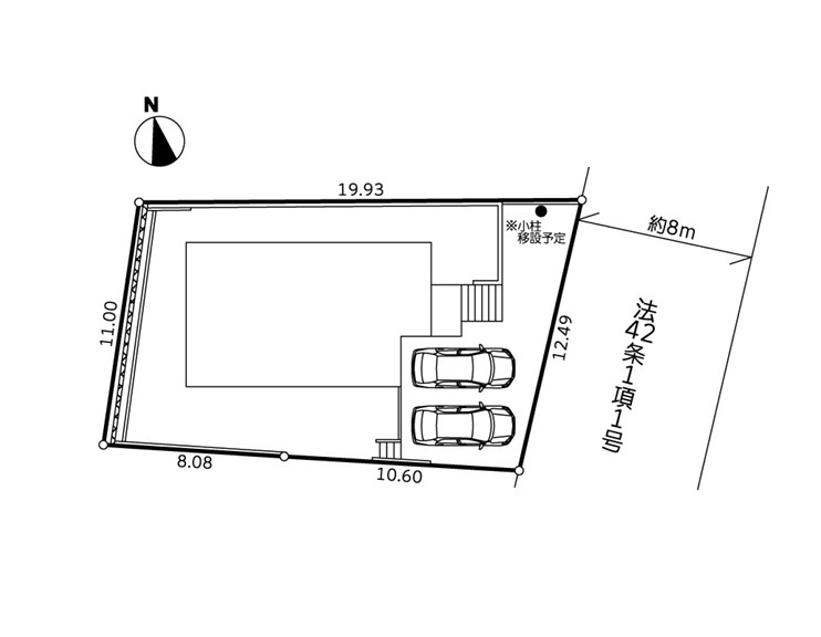 横浜市青葉区奈良町　新築戸建【仲介手数料無料】カースペース2台の区画図