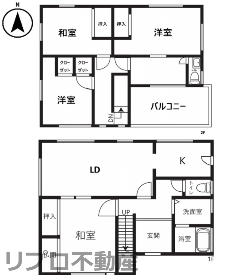 柏市船戸　中古戸建の間取り|間取り４LDK 価格１９９０万円 土地面積１０２.６０平米 建物面積１０５.００平米