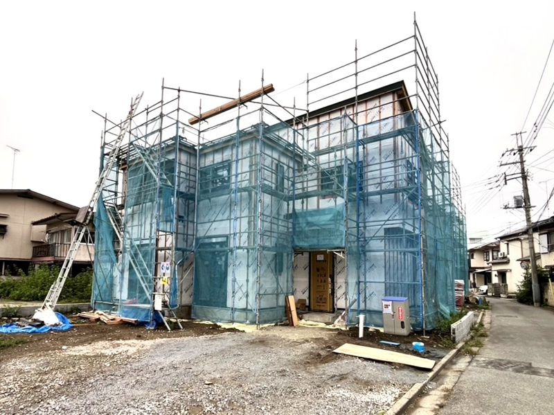 行田市旭町２区画２号棟　現地写真　現在、建築中