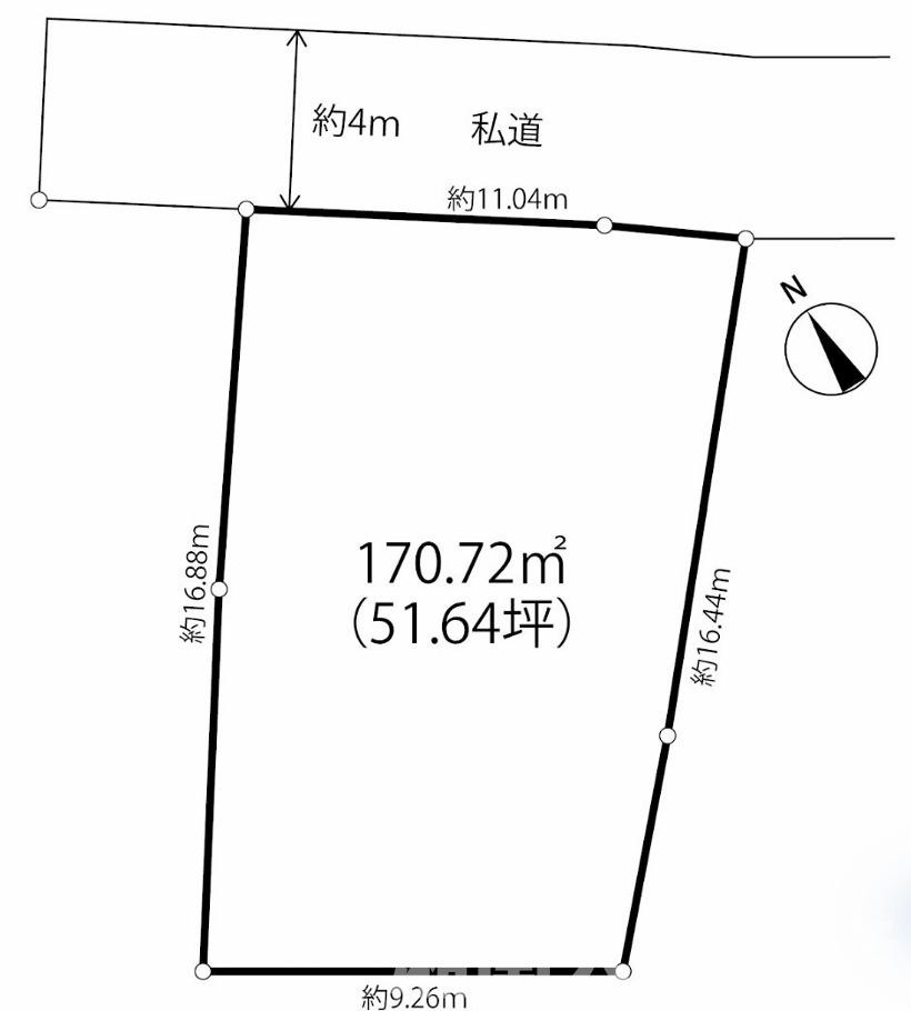 藤沢市本鵠沼２丁目３６５６－８売地の土地図