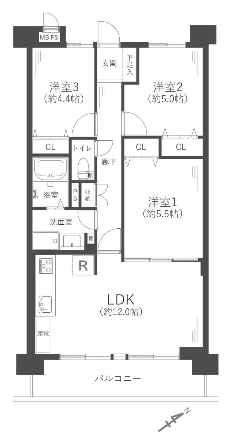 リバーサイドコープ出来島の間取り