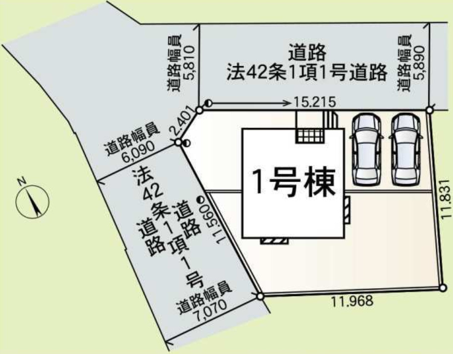 横浜市瀬谷区宮沢2丁目 新築戸建て【仲介手数料無料】カースペース2台の区画図