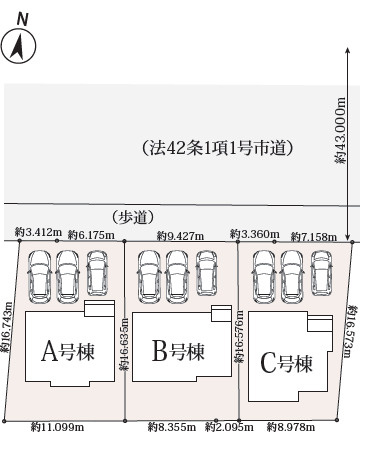 宇都宮市西原町600番　新築住宅全３棟の区画図|「初めまして！」が集まる分譲地。たくさんの子供たちが年齢を問わずに、仲良く一緒に成長できるのは分譲地の特徴ですね。