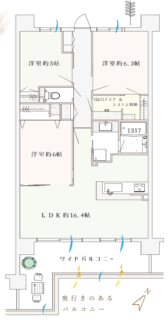 グリッターメゾン仲町台5号棟【仲介手数料無料】ペット可♪の間取り