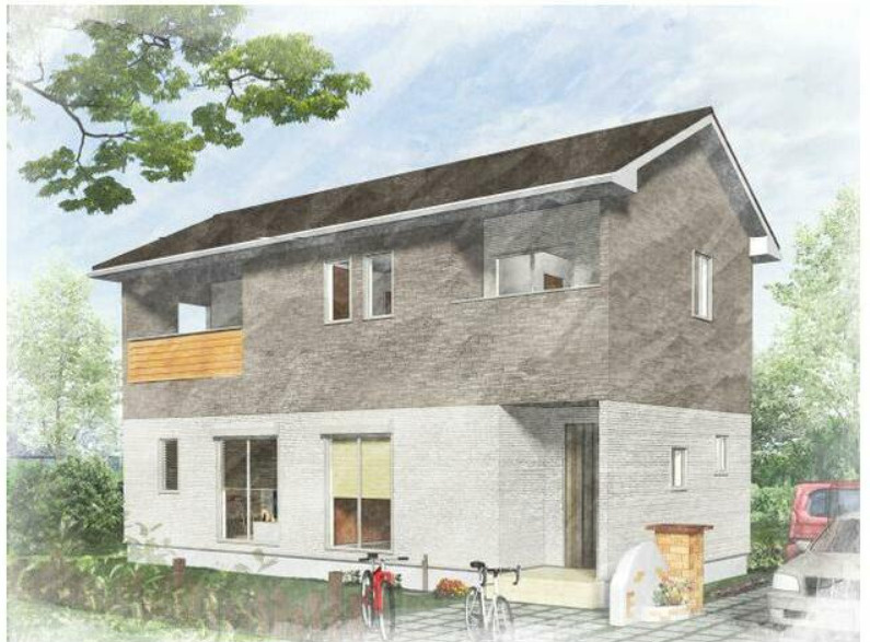日光市板橋の新築一戸建の外観パース|完成予想パース図