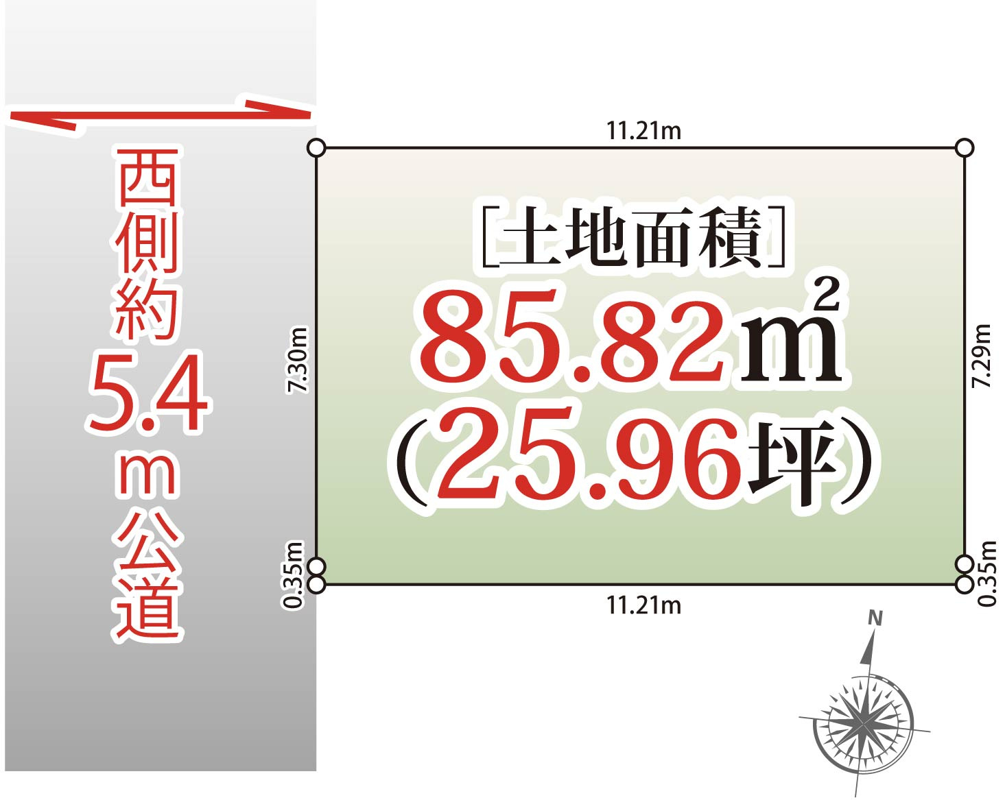 宅地分譲［江東区東陽１丁目］の区画図|区画図　■西側約5.4m 公道面　■間口7.6m超　■建ぺい率60％　■容積率216％　■第３種高度地区