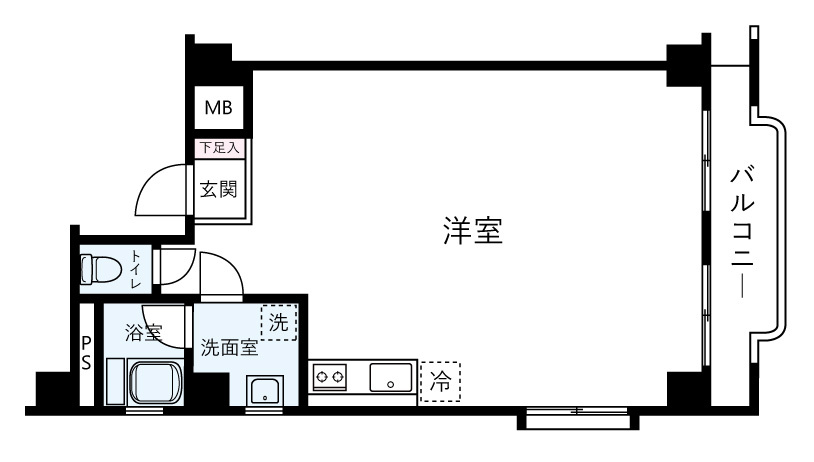シャンボール新松戸の間取り|以前リノベーション済みでワンルーム仕様となっています