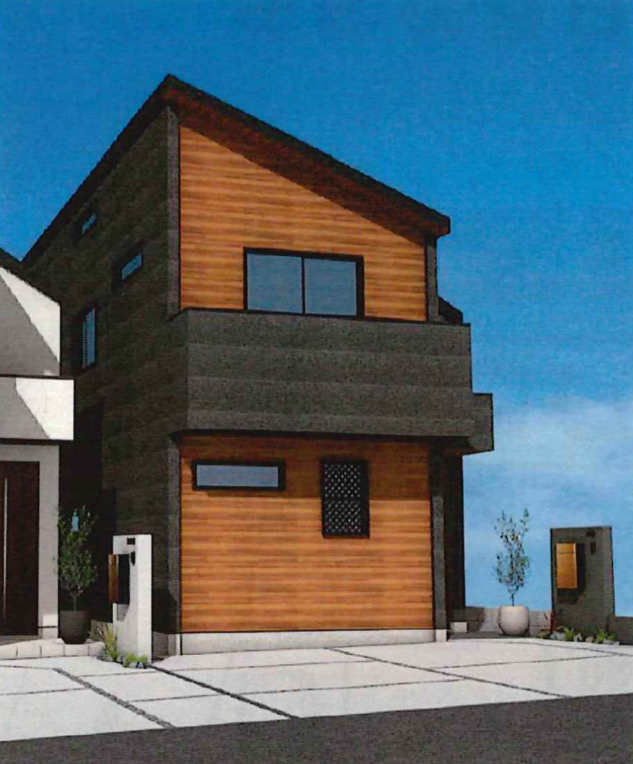 横浜市青葉区大場町 新築戸建て【仲介手数料無料】カースペース2台の外観パース