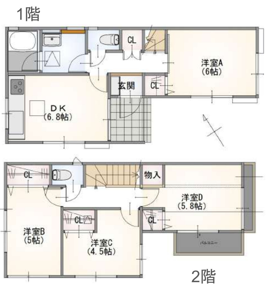 横浜市港北区新吉田町 中古戸建て【仲介手数料無料】の間取り