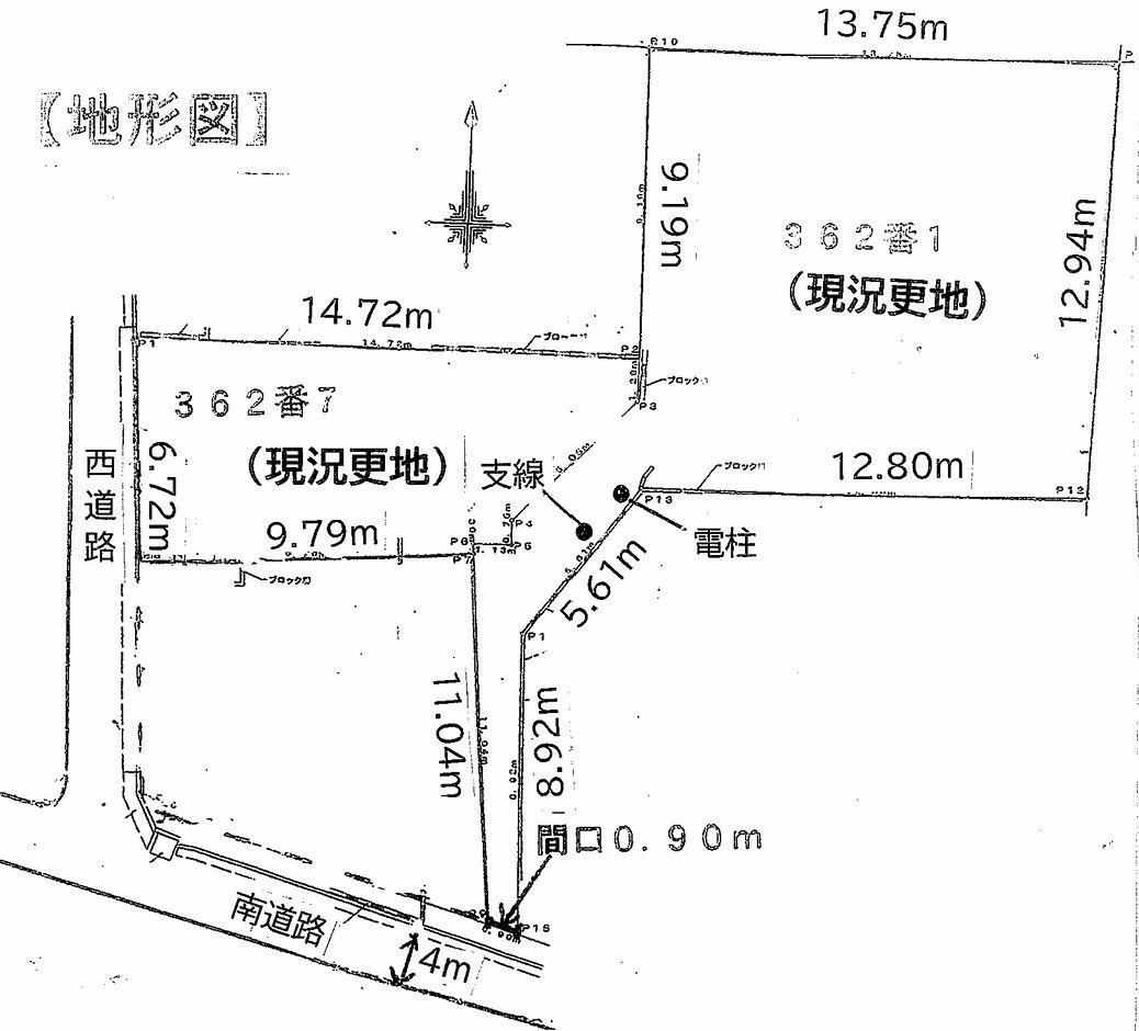 横浜市栄区長尾台町３６２－１，７売地の土地図