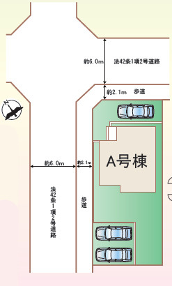 宇都宮市清原台１丁目　新築住宅全１棟の区画図|角地で日当たり・通風良好！前面道路の幅が６ｍで車のすれ違いもらくらく♪