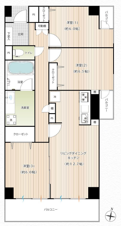 新本牧弐番館【仲介手数料無料】の間取り
