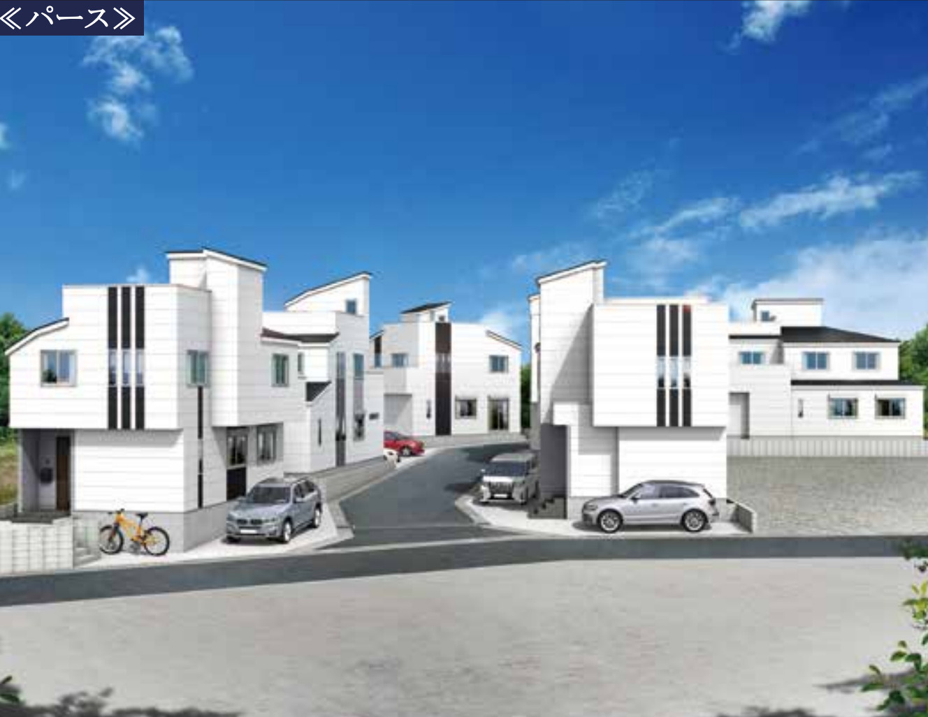 横浜市神奈川区菅田町 新築戸建て【仲介手数料無料】カースペース3台の外観パース