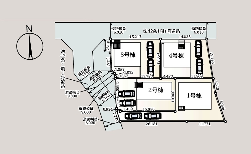 前橋市稲荷新田町第3　新築住宅全4棟の区画図|「初めまして！」が集まる分譲地。たくさんの子供たちが年齢を問わずに、仲良く一緒に成長できるのは分譲地の特徴ですね。