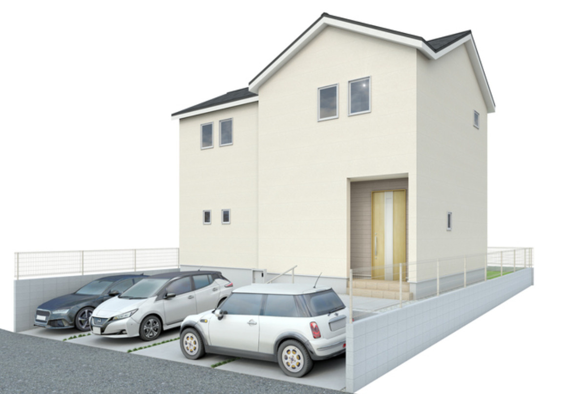 横浜市金沢区釜利谷西1丁目 新築戸建て【仲介手数料無料】カースペース3台の外観パース