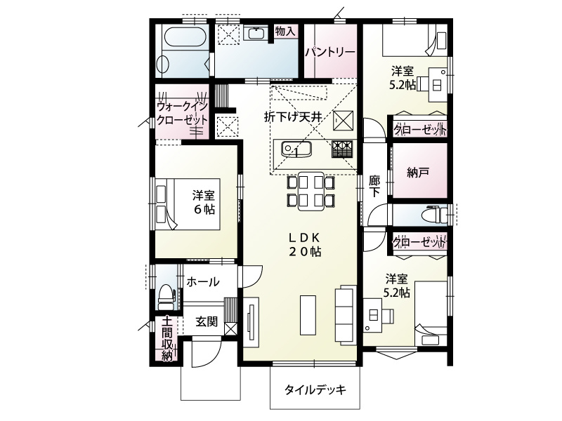 【７号棟：間取り図】高崎市金古町「全11区画」7号棟 平屋3LDK+S