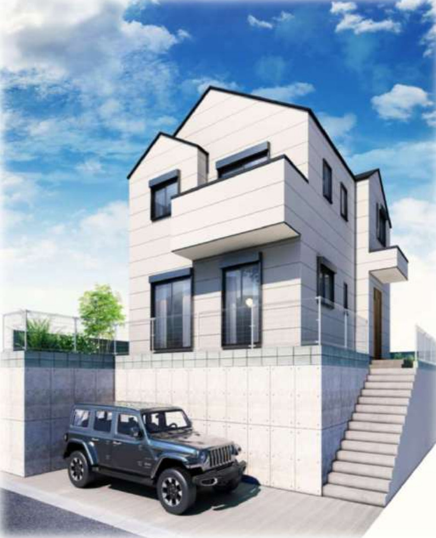 横浜市金沢区富岡西7丁目 新築戸建て【仲介手数料無料】の外観パース
