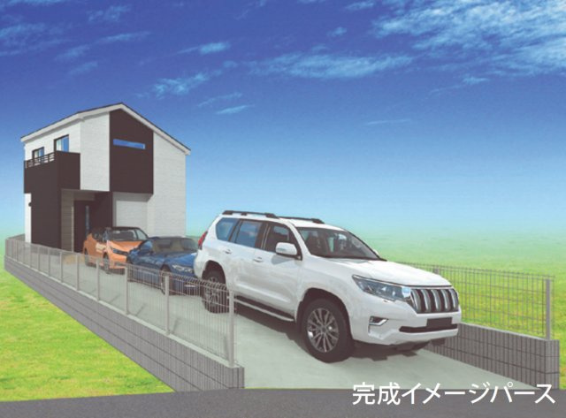 横浜市都筑区池辺町 新築戸建て【仲介手数料無料】カースペース3台の外観パース
