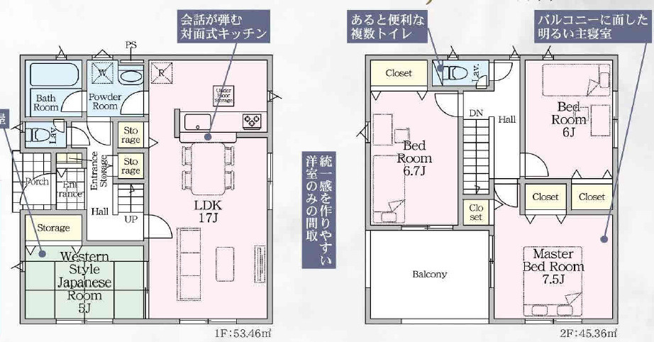 小山市若木町３丁目の新築一戸建の間取り|■建坪29.89坪　敷地53.86坪　ルーフバルコニー　全洋室６帖以上　LDK収納■