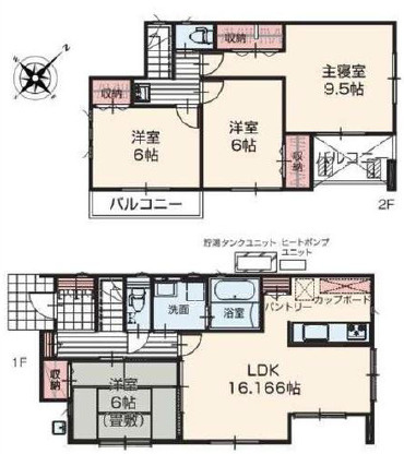 那須塩原市東三島３丁目の新築一戸建の間取り|◇土地69.57坪　建物31.93坪　太陽光発電　パントリー　全居室６帖以上◇