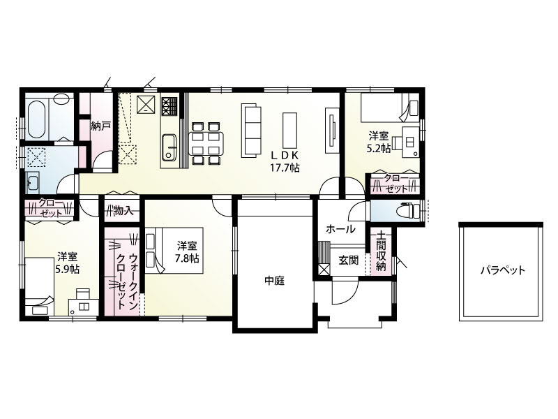 《2号棟　建物面積87.77㎡(26.55坪)》