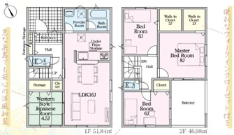 クレイドルガーデン　沼津市大諏訪　第8　全2棟の間取り|【1号棟間取り】
4LDK+2WIC