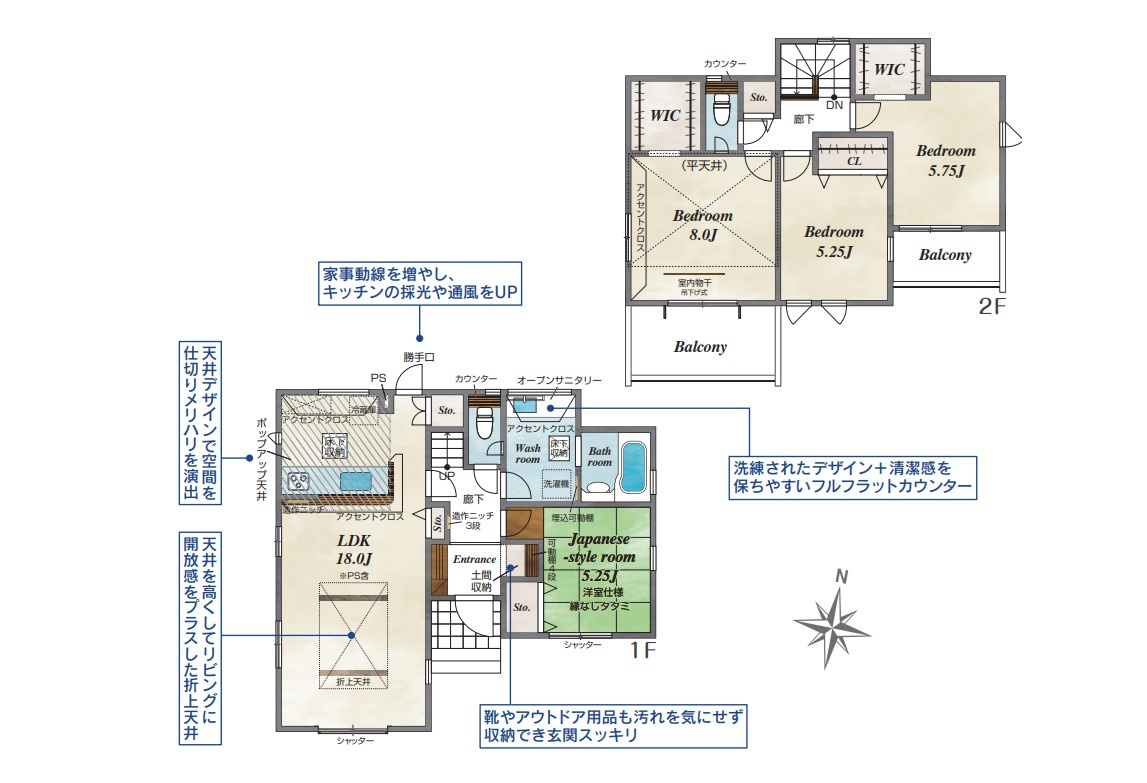 藤岡市藤岡　新築住宅全2棟の間取り