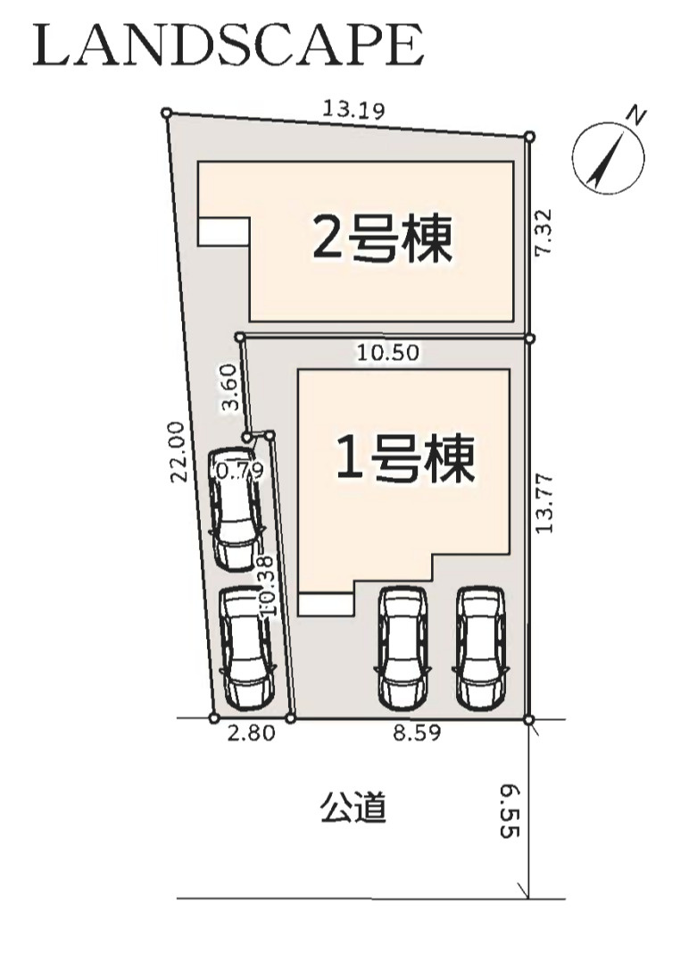 横浜市青葉区藤が丘1丁目 新築戸建て【仲介手数料無料】カースペース2台の区画図